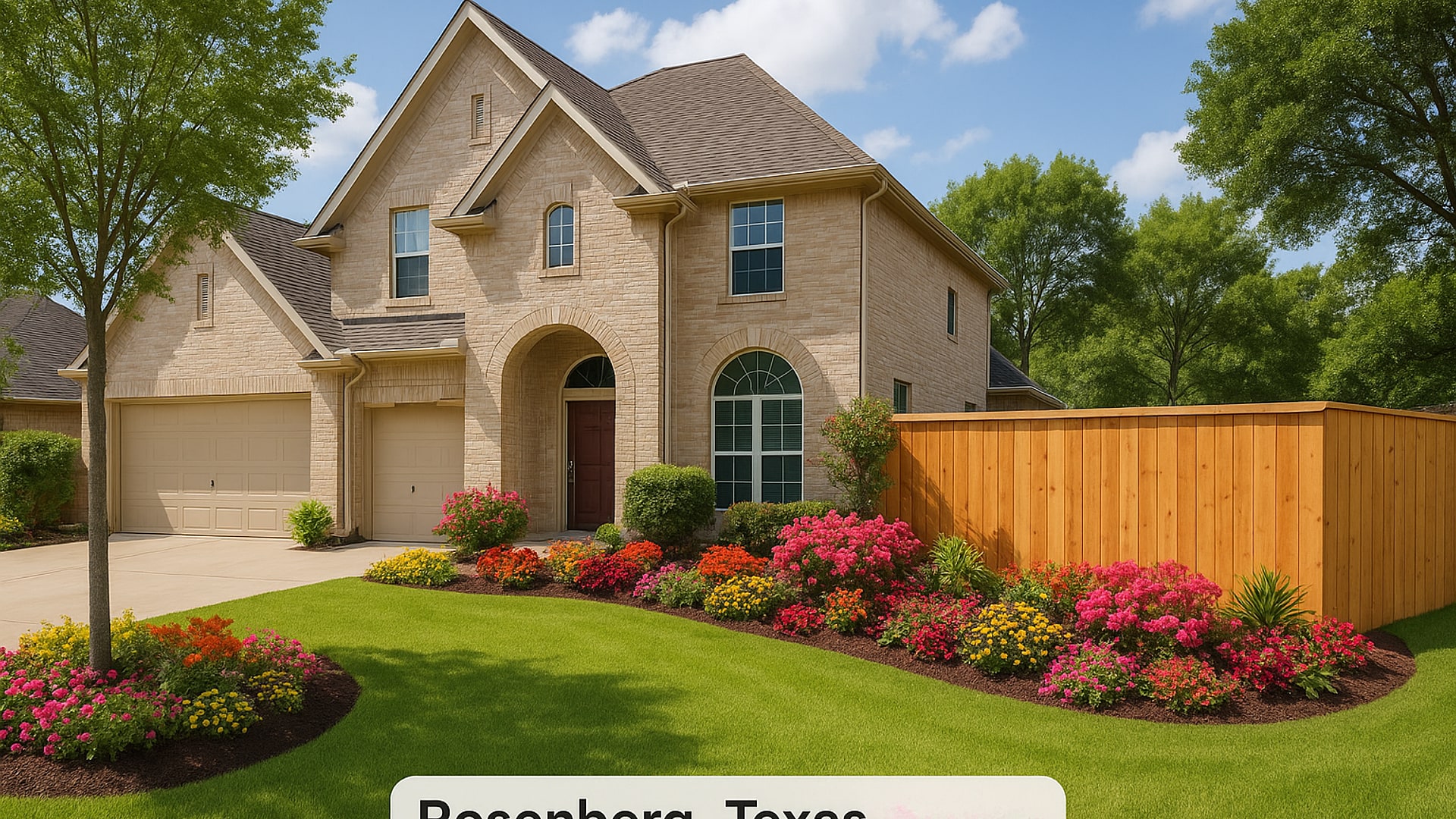 Newly installed wooden fence at a Rosenberg, TX home.