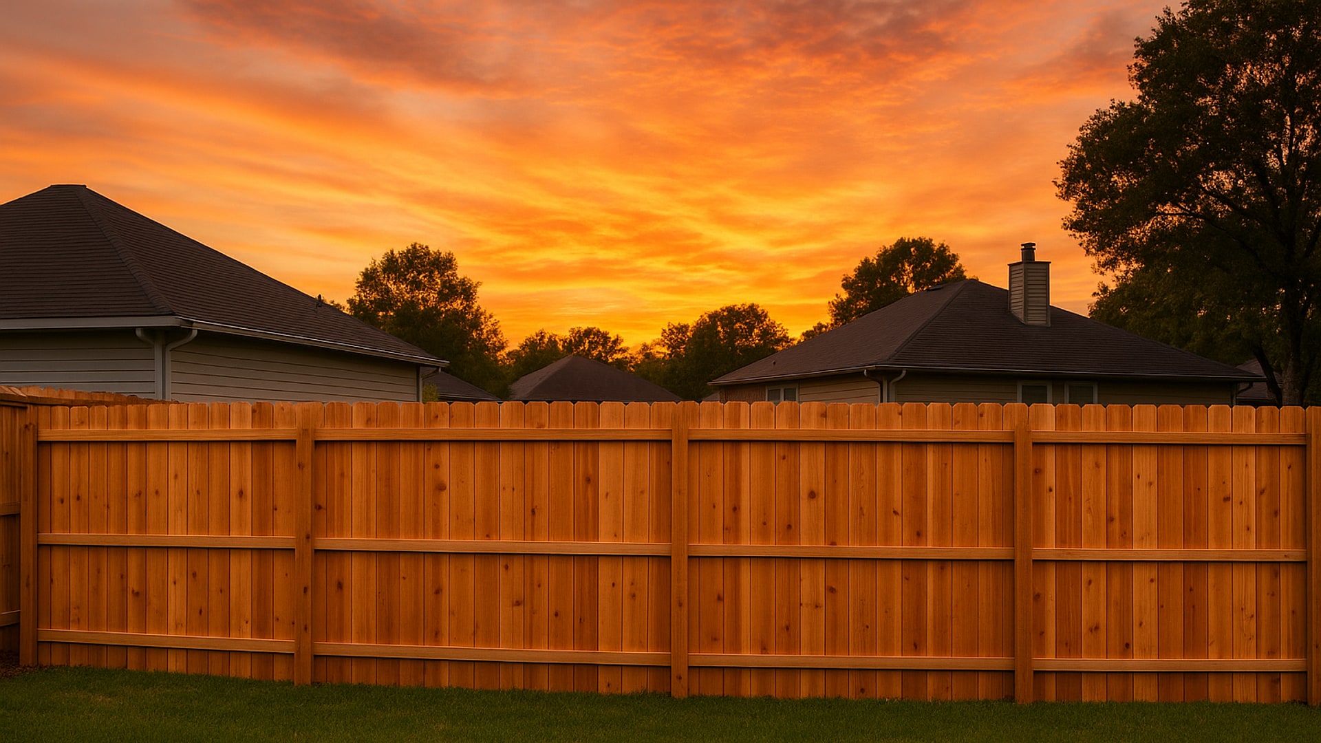 Cedar fence in backyard of Crosby, TX