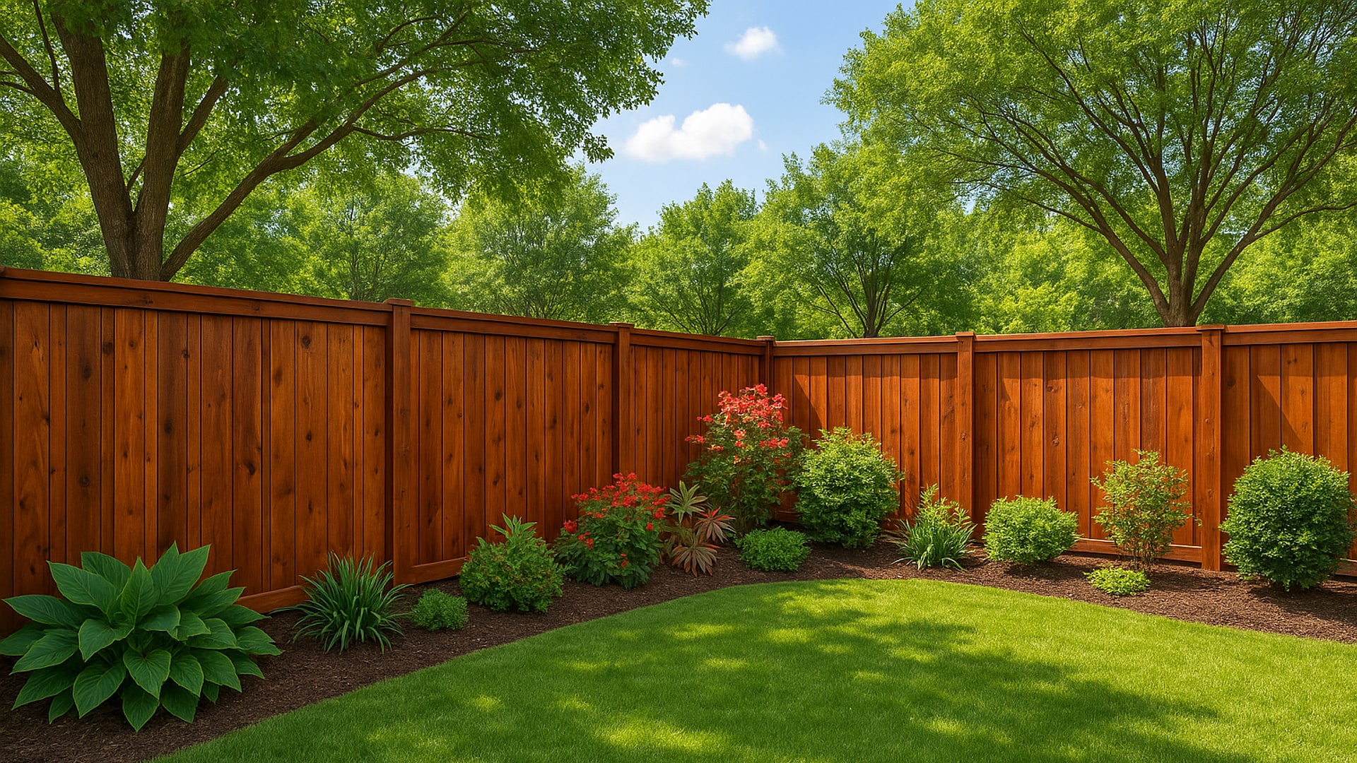 Cedar fence in a residential backyard in Richmond, TX