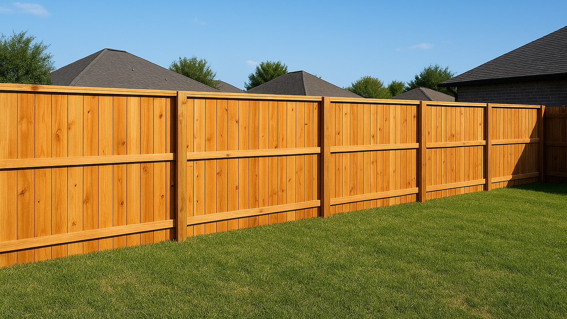 Beautiful wooden fence in a Humble, TX backyard