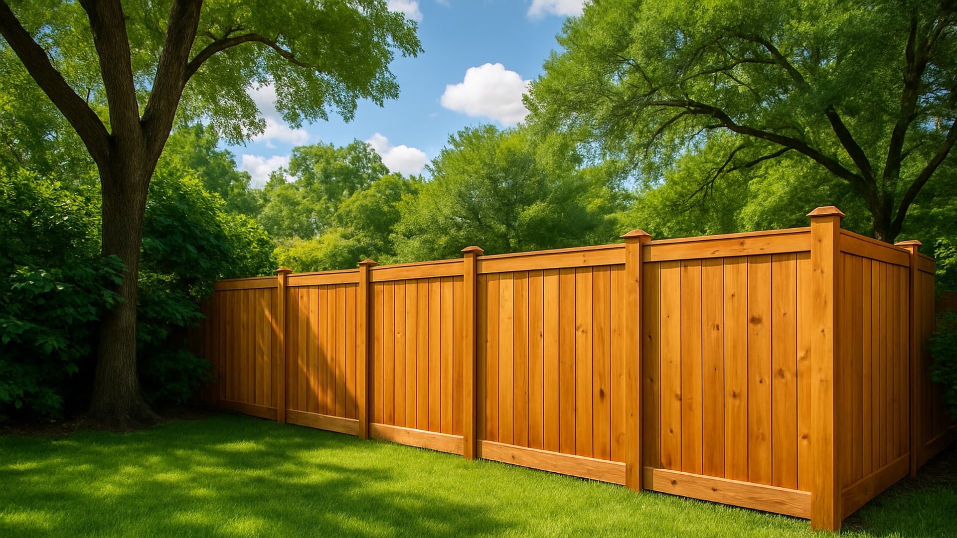 Newly installed privacy fence in a Galena Park backyard.